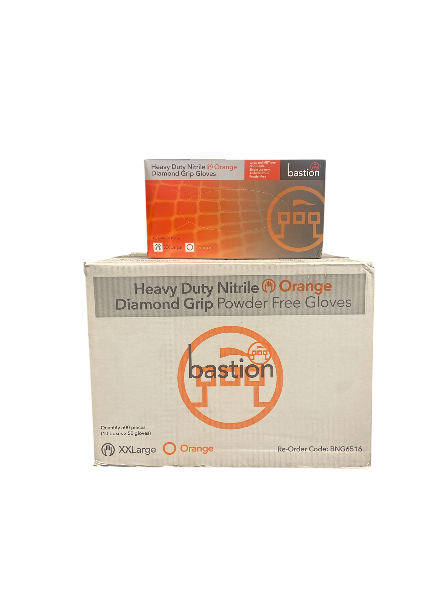 BNG6516 Bastion Nitrile Diamond Grip Orange XX-Large Gloves pkt50