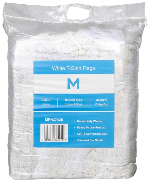 MPH37425 White T-Shirt Rags-White 10.0kg